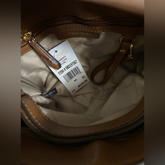 Michael Kors Gramercy Chain Embossed Leather Satchel Acorn Gold Bag - Picture 8 of 12